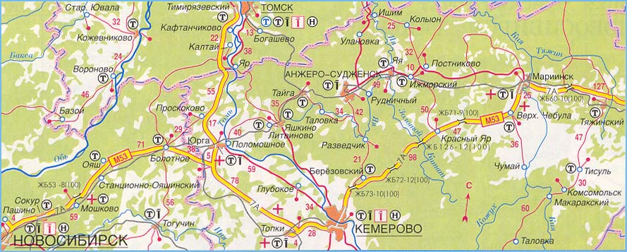 Карта автодороги кемерово новосибирск