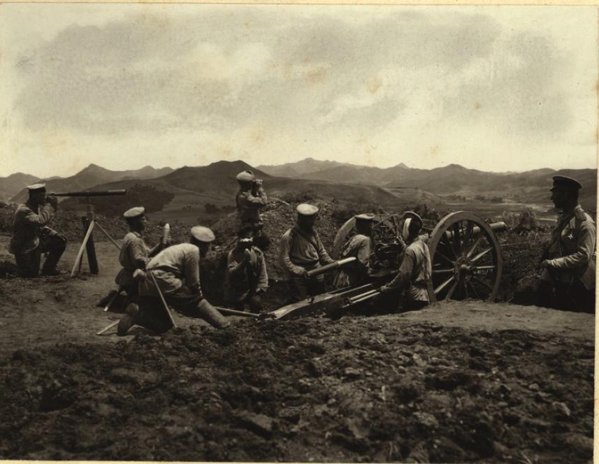 Бой на Далинском перевале 14 июля 1904 года. 1 батарея 6 Восточно-Сибирской стрелковой артиллерийской бригады в 6 часов утра