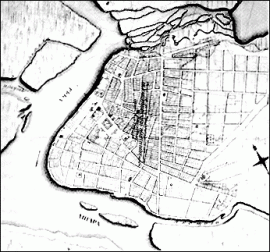 «План губернскому городу Иркутску» 1792 г. (фрагмент). РГИА, ф. 1399, оп. 1, д. 354