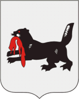 Цвета герба: фон — серый, бабр — черный, соболь — красный