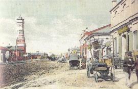 Вид на каланчу с улицы Преображенской (ныне Тимирязева). 1906